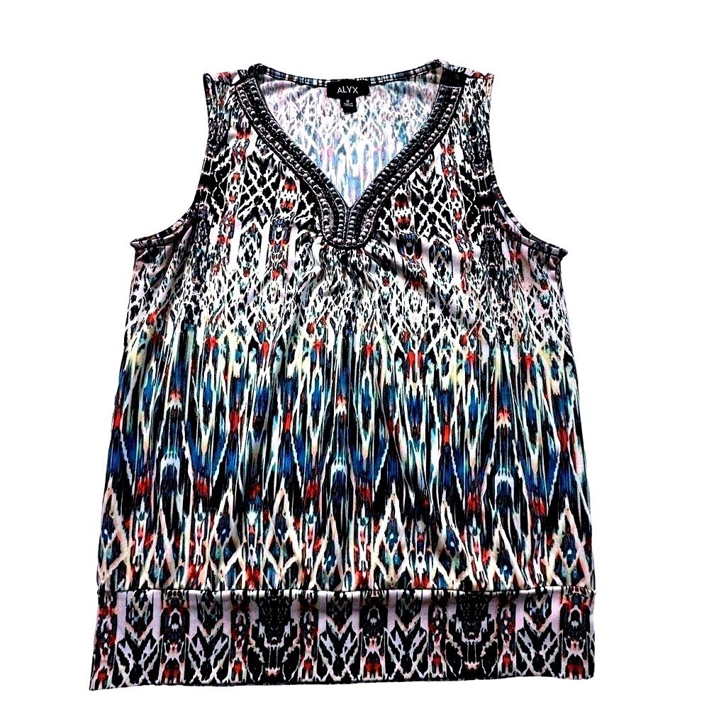 ALYX Sleeveless V Neck Beaded Embellished Tunic Top Women's Size M
